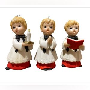 Vintage Homco Ceramic Bisque 3 Choir Alter Boys Set 1960's Figurines